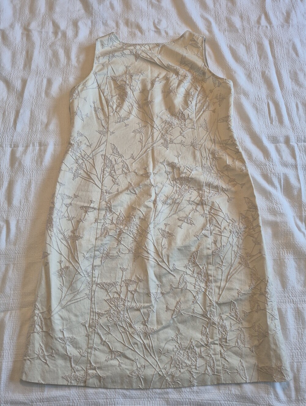 Armani Collezioni EU 14 botanical embroidery cream shift EUC Made in Italy